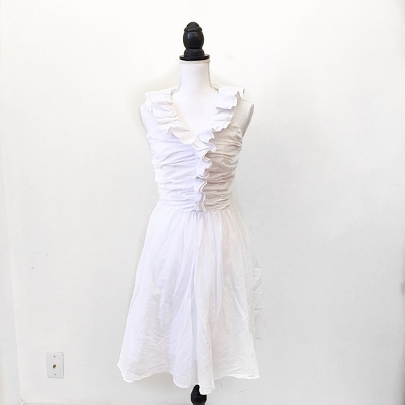 calvin klein white ruffle dress